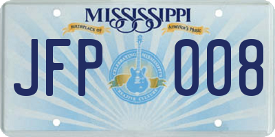 MS license plate JFP008