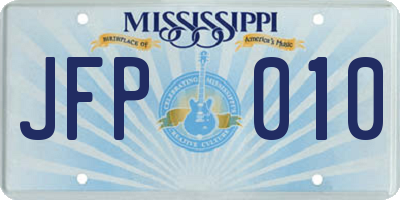 MS license plate JFP010