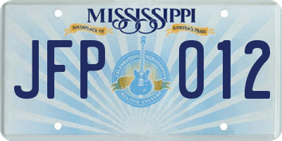 MS license plate JFP012