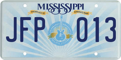 MS license plate JFP013
