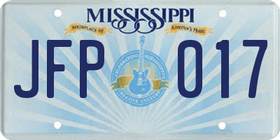 MS license plate JFP017