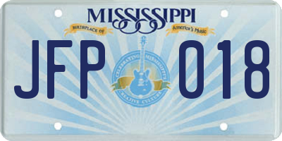 MS license plate JFP018