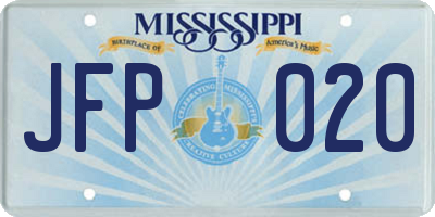 MS license plate JFP020