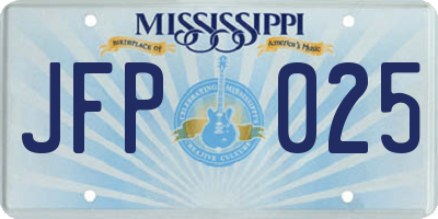 MS license plate JFP025