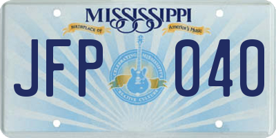 MS license plate JFP040