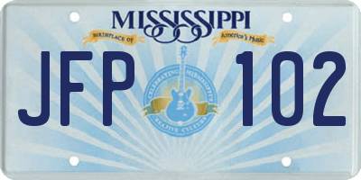 MS license plate JFP102