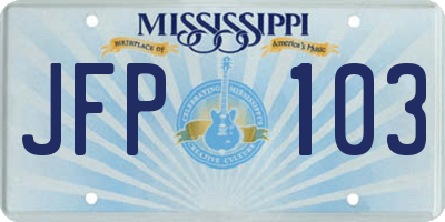 MS license plate JFP103