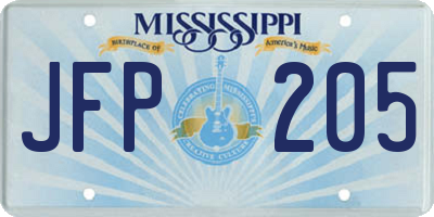 MS license plate JFP205