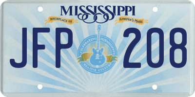 MS license plate JFP208