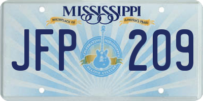 MS license plate JFP209