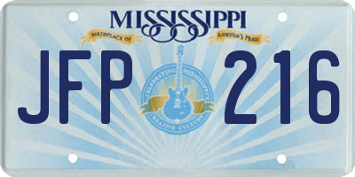 MS license plate JFP216