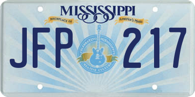 MS license plate JFP217