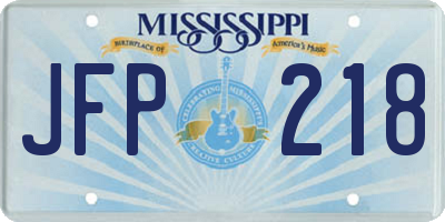 MS license plate JFP218
