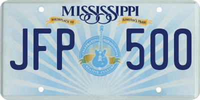 MS license plate JFP500