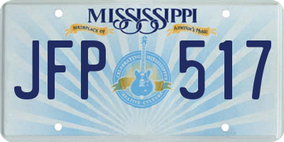 MS license plate JFP517