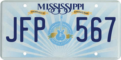 MS license plate JFP567