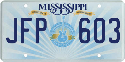 MS license plate JFP603