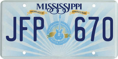 MS license plate JFP670