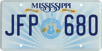 MS license plate JFP680