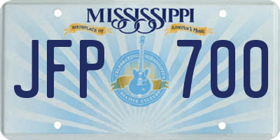 MS license plate JFP700