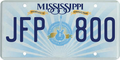 MS license plate JFP800