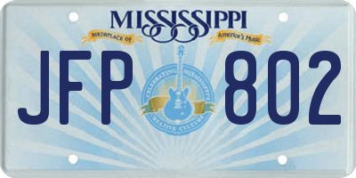 MS license plate JFP802