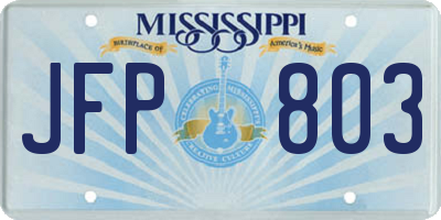 MS license plate JFP803
