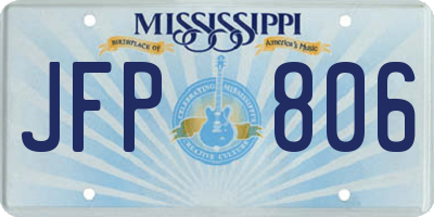 MS license plate JFP806