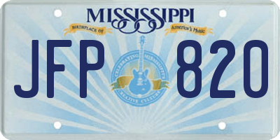 MS license plate JFP820