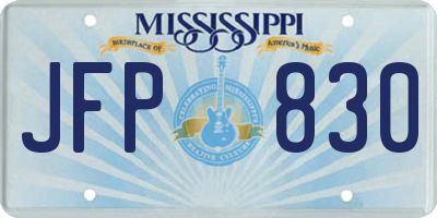 MS license plate JFP830
