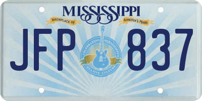 MS license plate JFP837