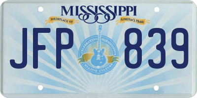 MS license plate JFP839