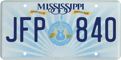 MS license plate JFP840
