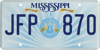 MS license plate JFP870