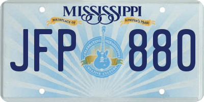 MS license plate JFP880