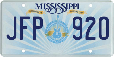 MS license plate JFP920