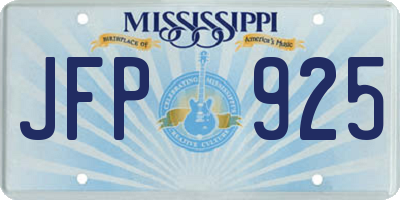 MS license plate JFP925