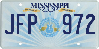 MS license plate JFP972