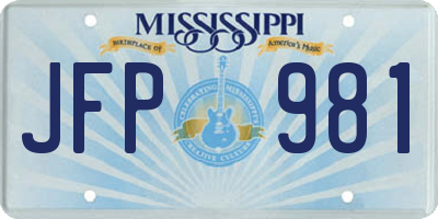 MS license plate JFP981