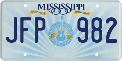 MS license plate JFP982