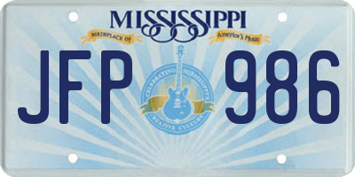 MS license plate JFP986