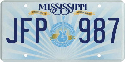 MS license plate JFP987
