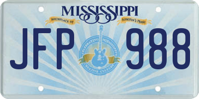 MS license plate JFP988