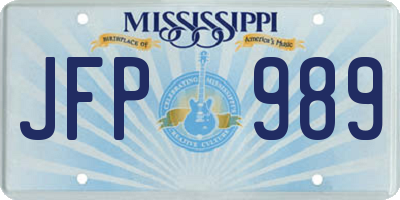 MS license plate JFP989