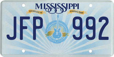 MS license plate JFP992