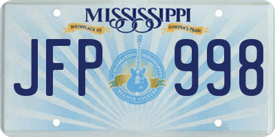 MS license plate JFP998