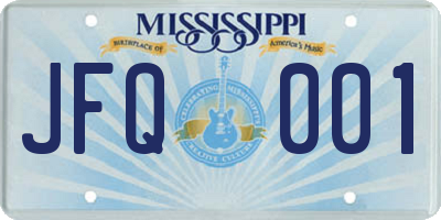 MS license plate JFQ001