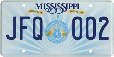 MS license plate JFQ002