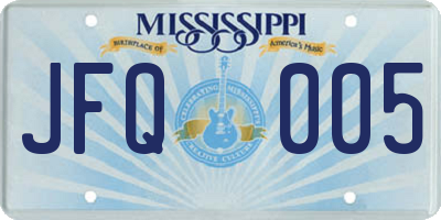 MS license plate JFQ005