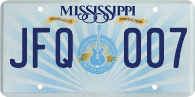 MS license plate JFQ007